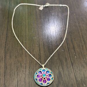 Holly Yashi Silver and Purple Floral Mandalla Pendant Necklace